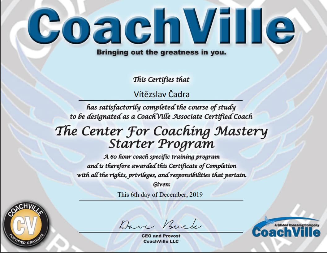 Certifikát - Coachville USA